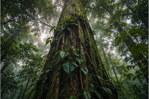 Mist-covered rainforest landscape at Kunjiyarpathy