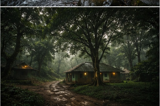 A distinctive forest stay surrounded by dense tropical greenery