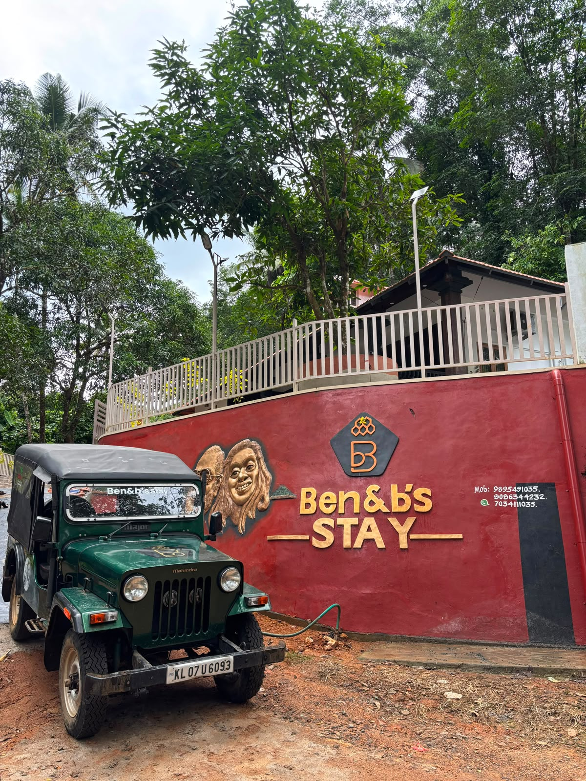 Gated entrance to Ben & B's Stay with parking space at the front